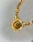 1980s gold plated with Swarovski crystals pendant necklace