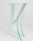 1980s vintage V metal frame glass sheet vase