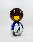 Antique Art Deco black and cobalt blue enamel globe glass posy vase by Karl Palda