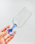 MCM etched blue stem liqueur glasses