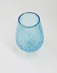 Midcentury Italian dimpled blue glass brandy balloon vase with clear stem