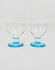 1980s blue round base glass goblets