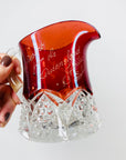 Antique ruby flashed glass with engraving