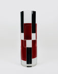 Extremely rare 1940s Baus Haus cased white black and ruby enamel cylinder glass vase by Karl Palda