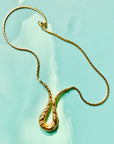 1970s Avon gold plated flat link necklace with rhinestones pendant