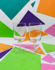 Rare 1950s clear hand etched rose pattern wine glasses