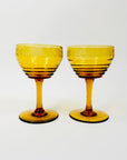 40s AMBER ETCHED COCKTAIL GLASSES