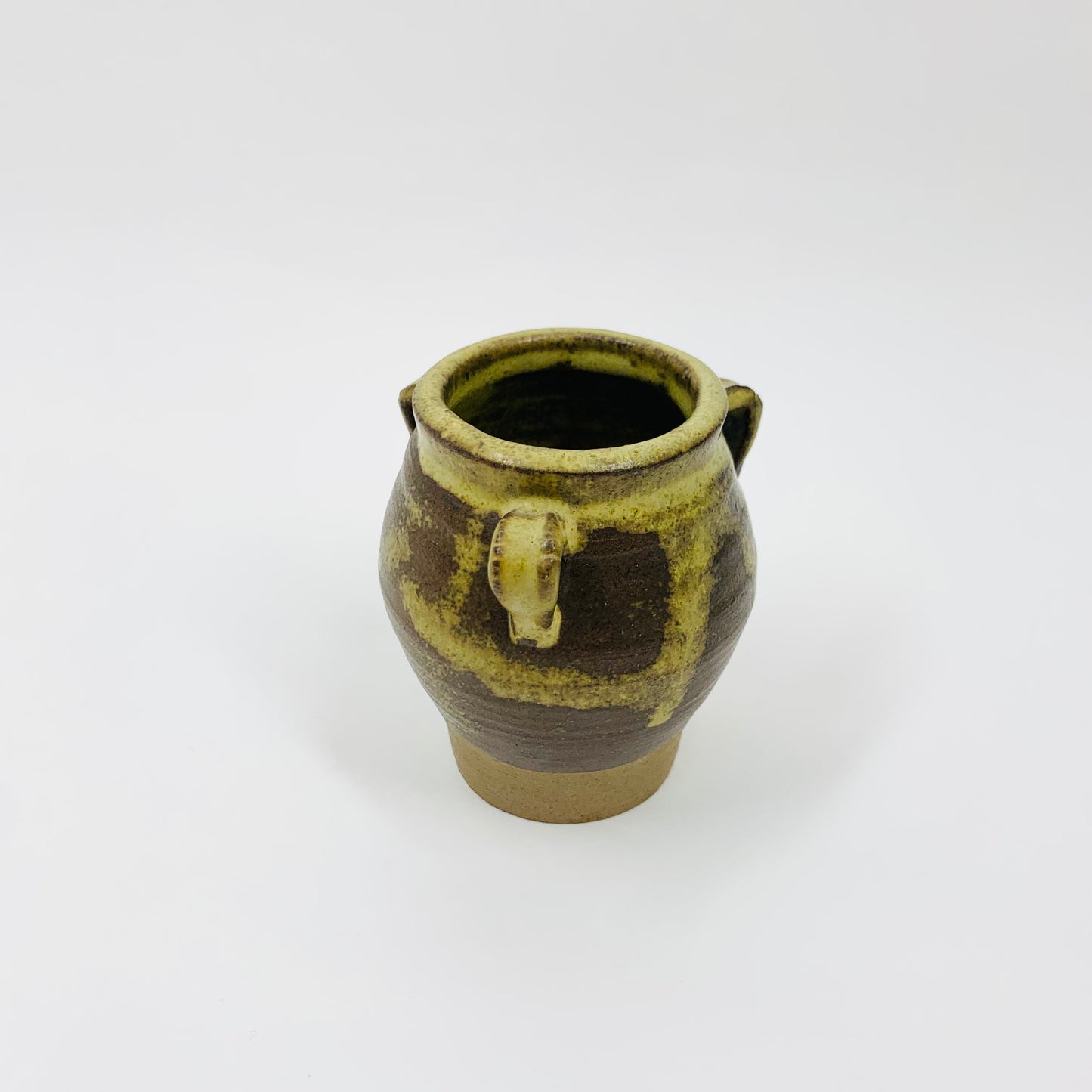 Midcentury hand glazed Australian stonewash mini pottery amphora