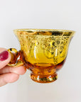 Antique Bohemian amber glass tea set with gold gilding