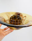 Antique Davidson glass float vase with matching glass flower frog