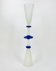 Extremely rare 1980s mouth blown Memphis satin blue glass flutes