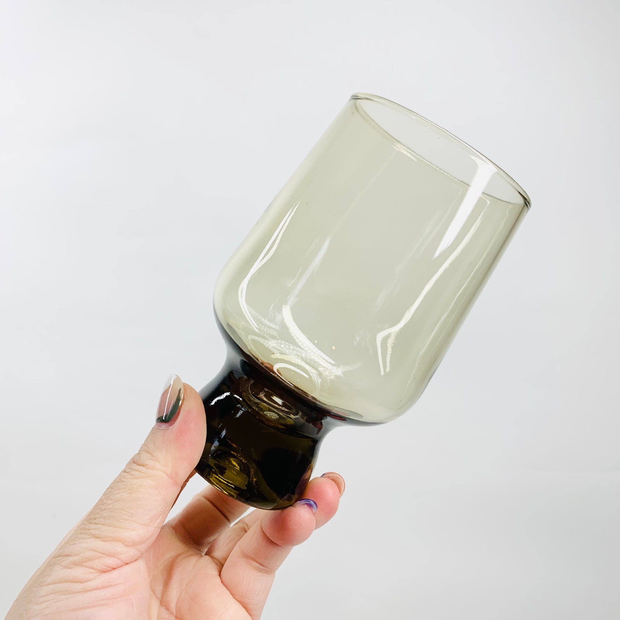 1950s POLISH GREY GLASS PAPERWEIGHT COUPE