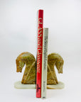 Midcentury onyx horse head bookends