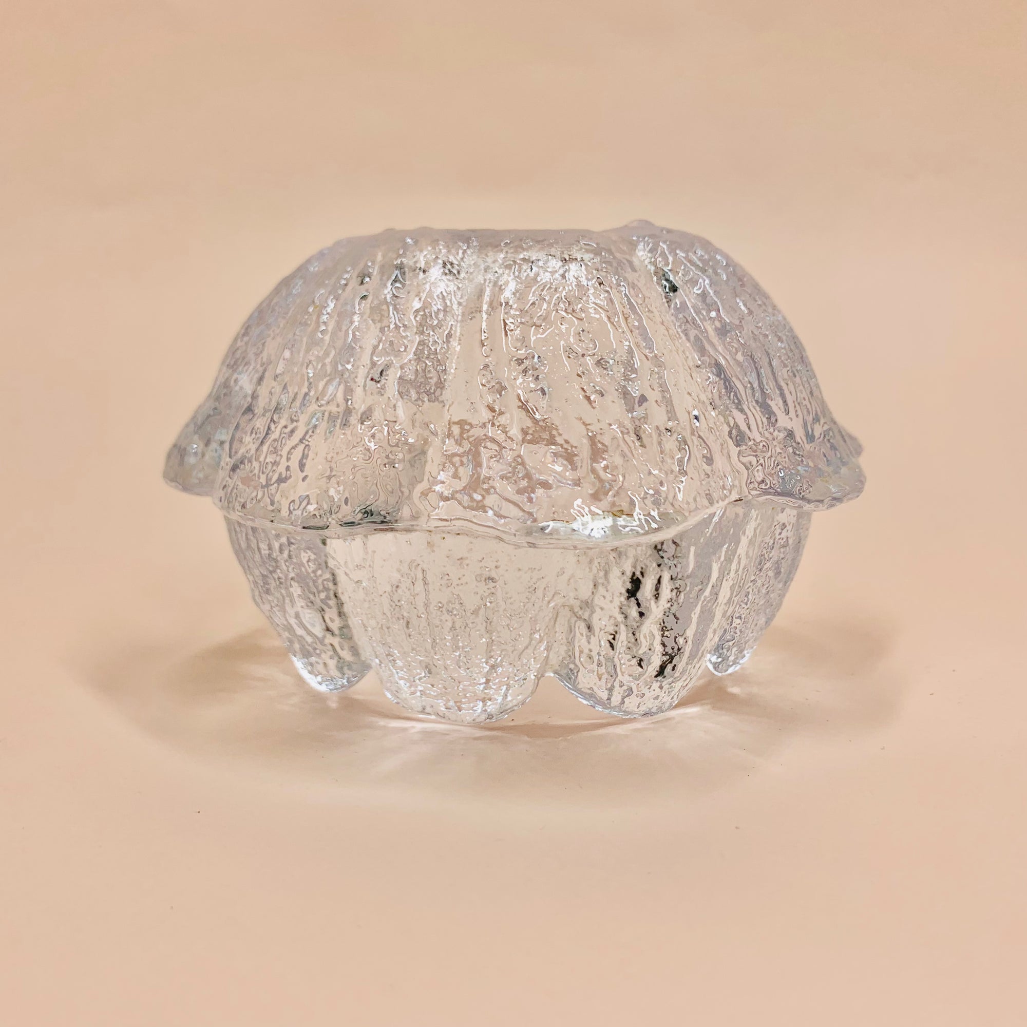 MCM large Kosta Boda glass flower shape tea light holder