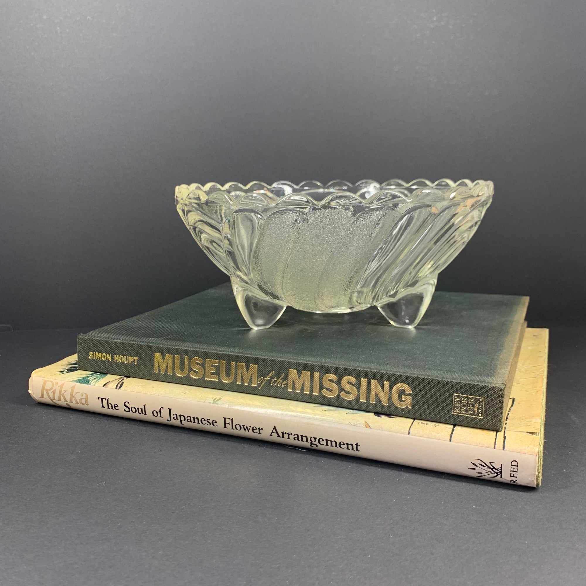 Antique Art Deco footed pressed glass salad/fruit bowl