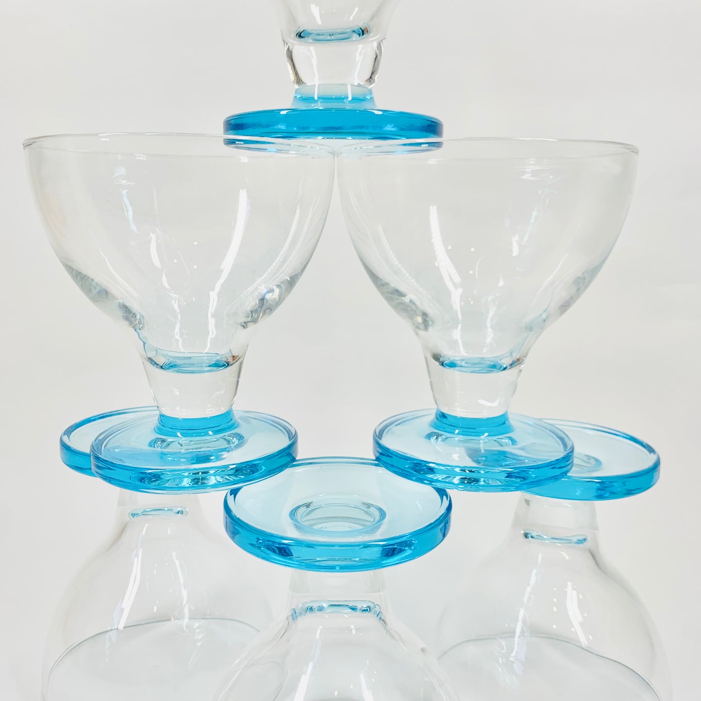 1980s blue round base glass goblets