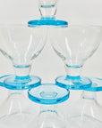 1980s blue round base glass goblets