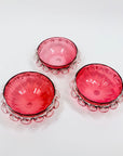 Extremely rare antique Victorian cranberry glass small bowl with clear ruffle rim