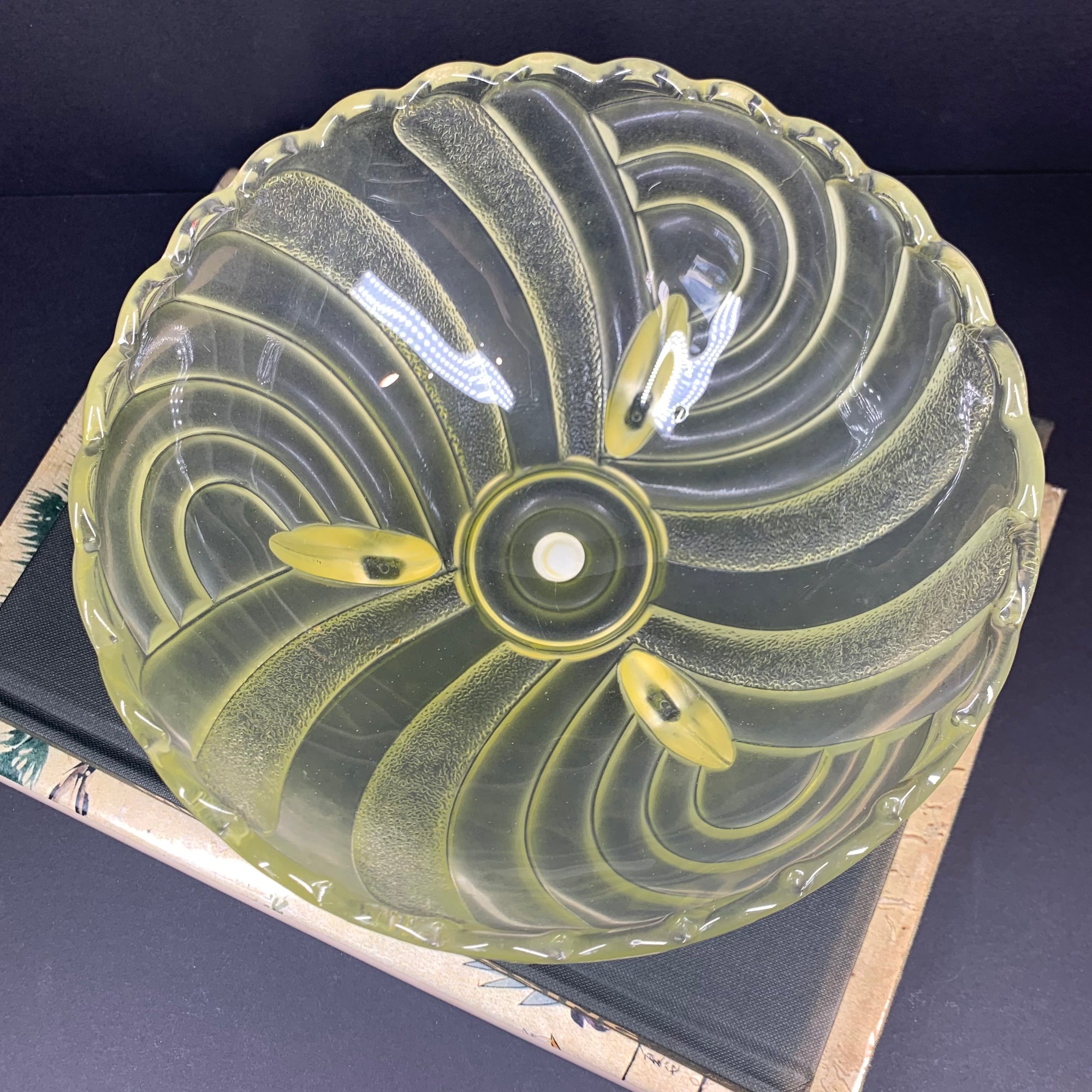 Antique Art Deco footed pressed glass salad/fruit bowl