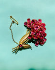 1940s flower brooch with pink glass pastes