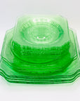 Extremely rare antique Art Deco uranium glass plate in the princess pattern