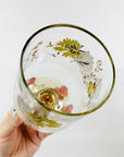 Midcentury hand painted wine glasses with gold gilding
