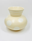 1980s Australian studio beige pottery vase with white polka dots