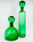 Rare mouth blown vintage Pols Potten green glass decanter bottle with matching stopper