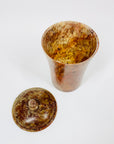 Antique Italian red travertine canister/sugar bowl