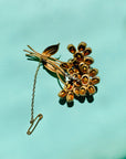 1940s flower brooch with pink glass pastes