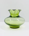 Antique glass posy vase with ruffle rim