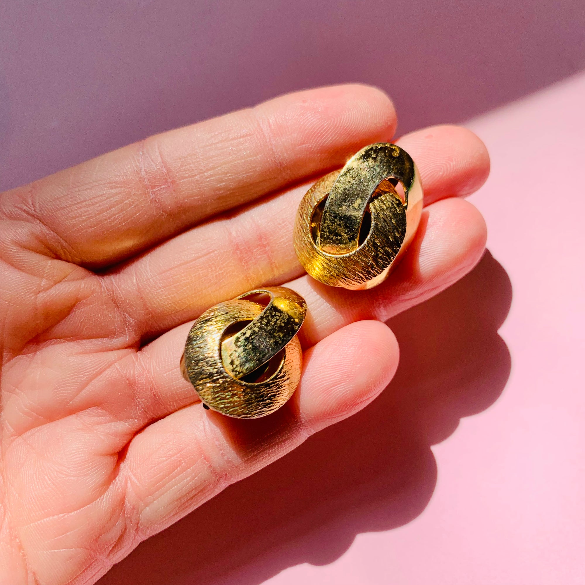 Rare 1960s German silver plated overlay knot clip on earrings