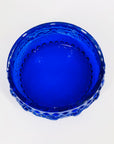 Midcentury Finnish cobalt blue glass bowl by Tamara Aladin with relief