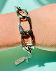 1970s West German silver plated fancy links with fob clasp bracelet