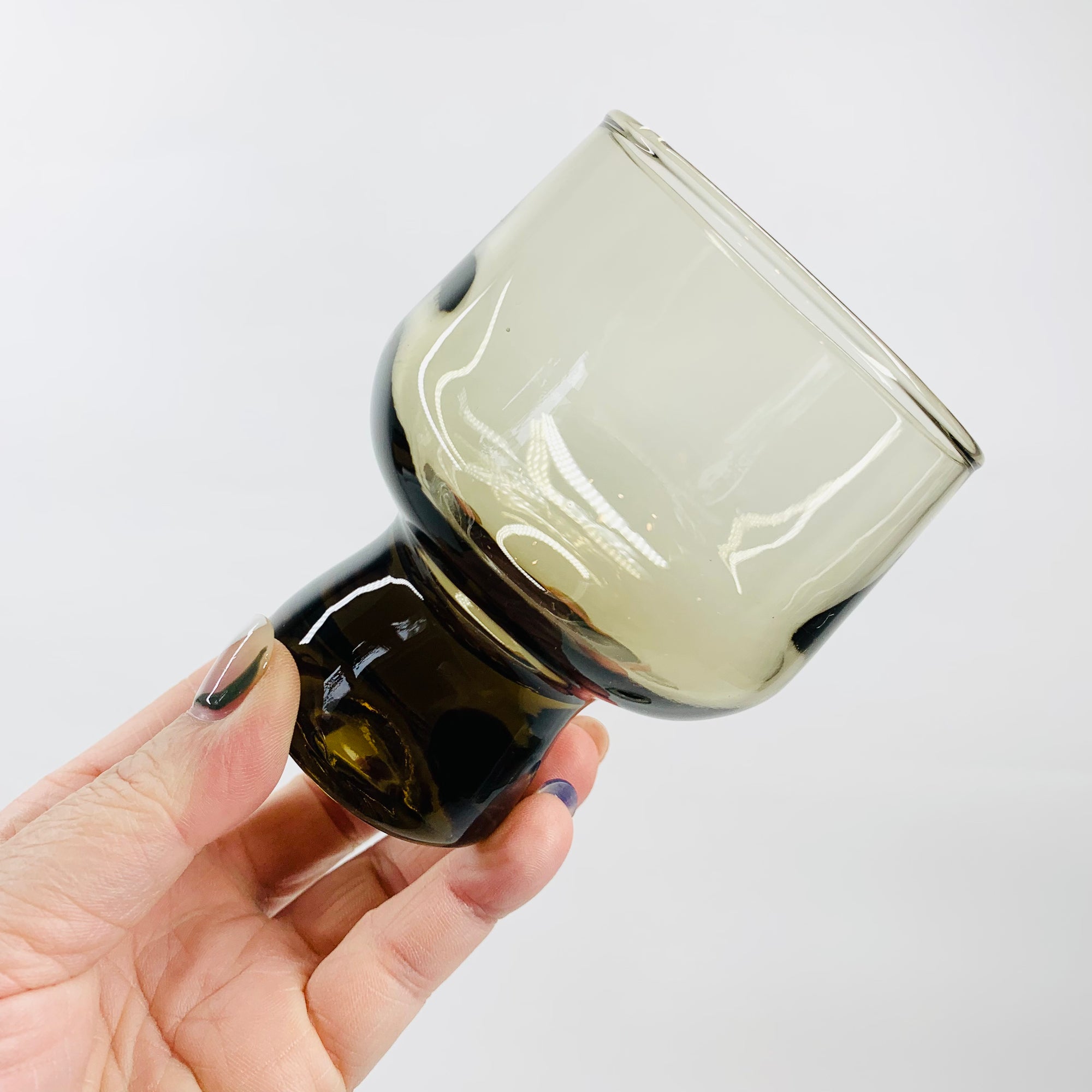 1950s POLISH GREY GLASS PAPERWEIGHT COUPE