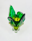 Extremely rare Midcentury Czech Chribska Glassworks green & yellow sommerso glass Cat’s Head vase by Josef Hospodka