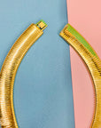 Extremely rare 1960s mesh gold plated statement necklace with rhinestones chevron pendant