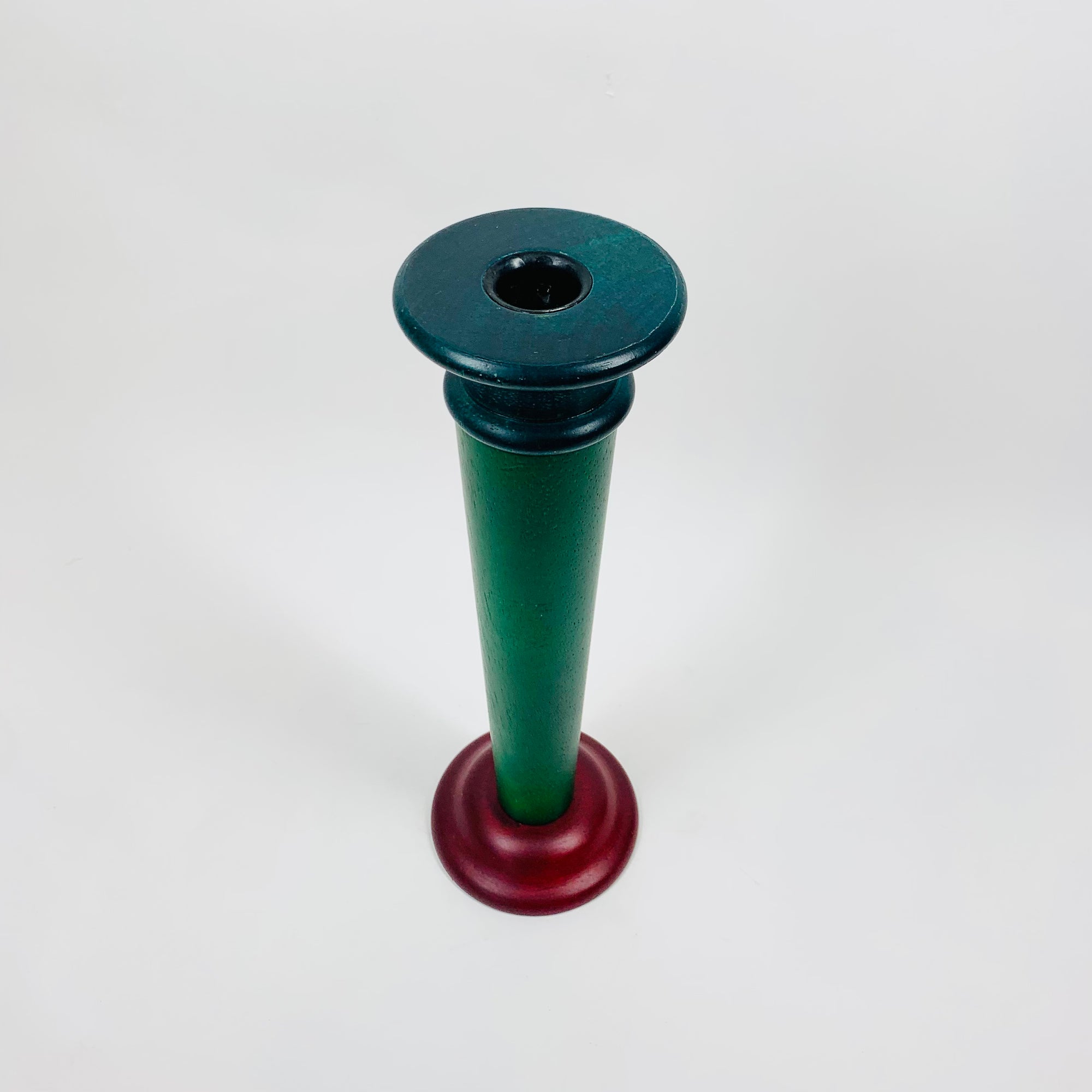 80s Memphis tall wooden candle holder