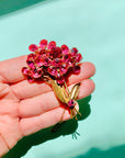 1940s flower brooch with pink glass pastes