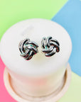 Rare 1960s French silver plated mini knot stud earrings