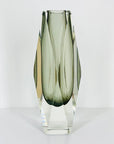MCM grey faceted Murano sommerso glass vase by Mandruzatto