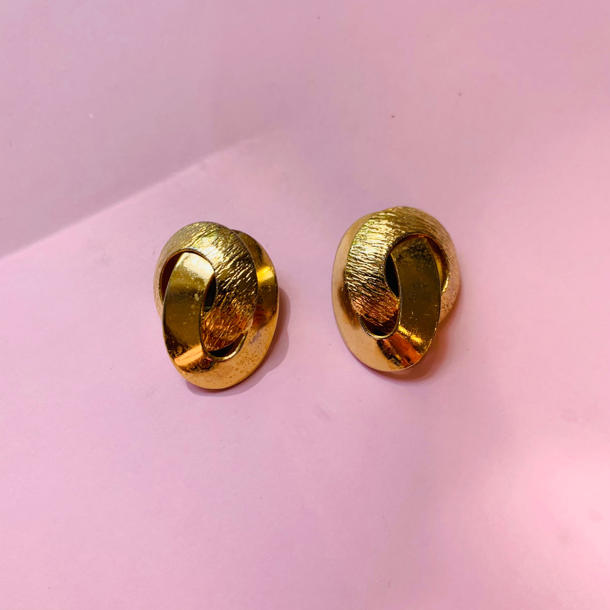 Rare 1960s German silver plated overlay knot clip on earrings