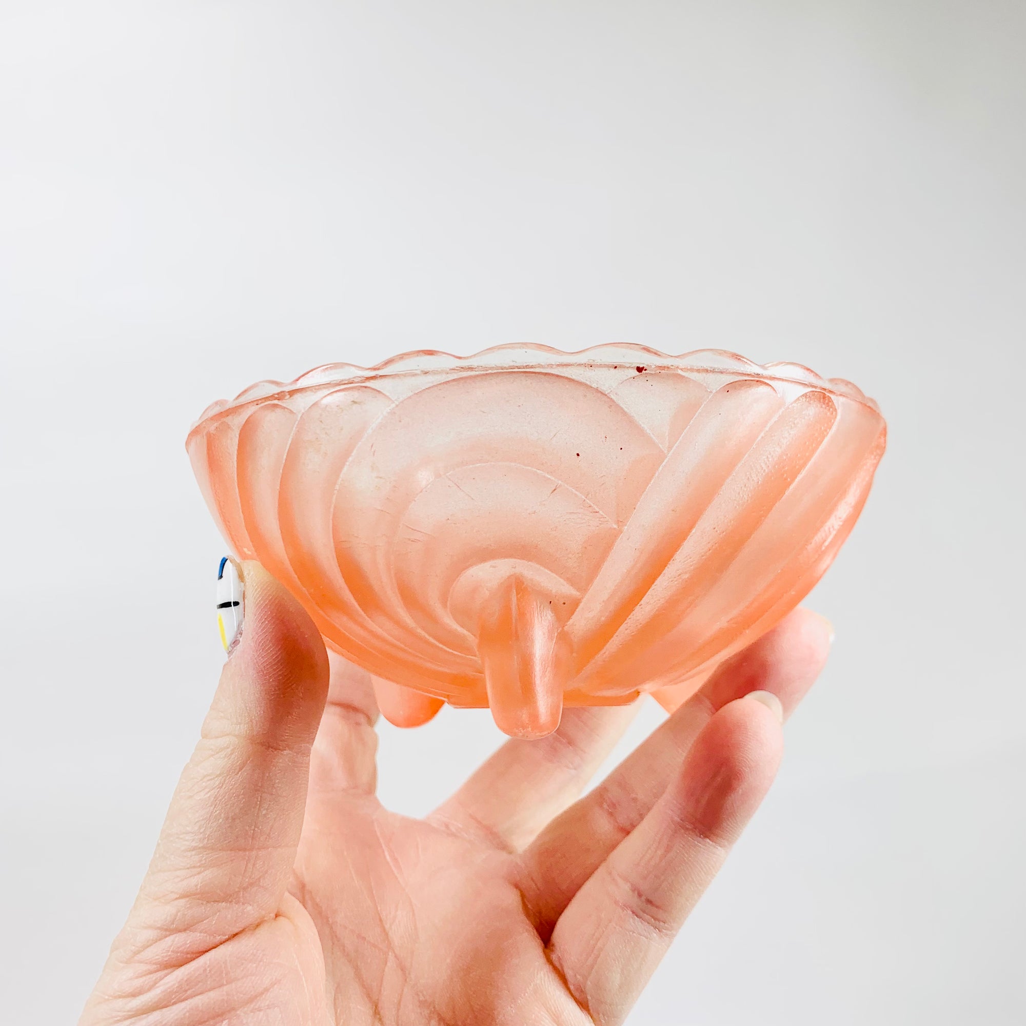 Antique Art Deco colour flashed glass small/dessert bowl