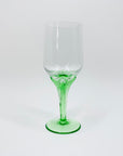 Midcentury twist green stem liqueur glasses