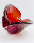 1950s MURANO RED BULLICANTE GLASS SHELL BOWL