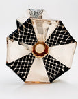 Antique Art Nouveau pink and black enamel glass vase by Karl Palda