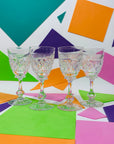 Antique hand cut Stuart crystal cordial glasses