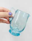 Midcentury turquoise glass creamer and sugar bowl set