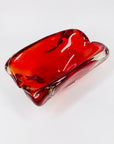 MCM large Murano red rectangle sommerso glass ashtray