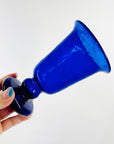 Vintage mouth blown cobalt blue goblet glasses